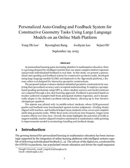 Personalized Auto-Grading and Feedback System for Constructive Geometry Tasks Using Large Language Models on an Online Math Platform