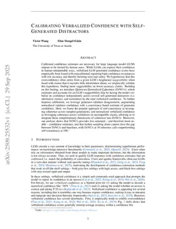 Calibrating Verbalized Confidence with Self-Generated Distractors