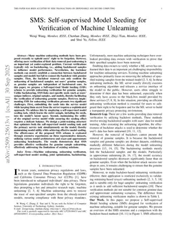SMS: Self-supervised Model Seeding for Verification of Machine Unlearning