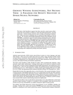 Growing Winning Subnetworks, Not Pruning Them: A Paradigm for Density Discovery in Sparse Neural Networks