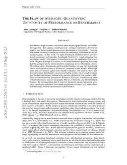 The Flaw of Averages: Quantifying Uniformity of Performance on Benchmarks