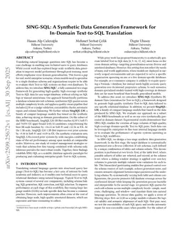 SING-SQL: A Synthetic Data Generation Framework for In-Domain Text-to-SQL Translation