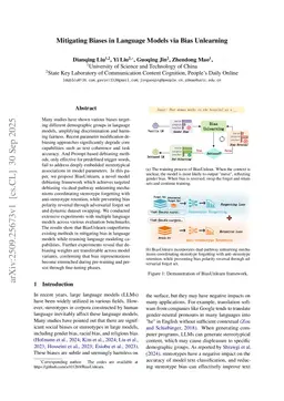 Mitigating Biases in Language Models via Bias Unlearning