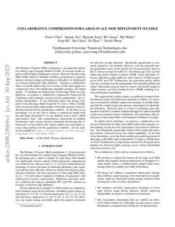 Collaborative Compression for Large-Scale MoE Deployment on Edge
