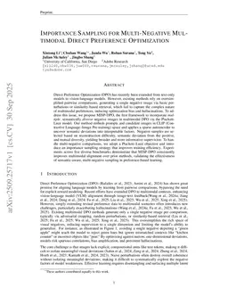 Importance Sampling for Multi-Negative Multimodal Direct Preference Optimization