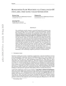 Reweighted Flow Matching via Unbalanced OT for Label-free Long-tailed Generation