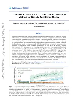 Towards A Universally Transferable Acceleration Method for Density Functional Theory