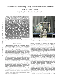 TacRefineNet: Tactile-Only Grasp Refinement Between Arbitrary In-Hand Object Poses