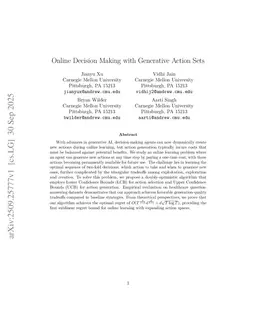 Online Decision Making with Generative Action Sets