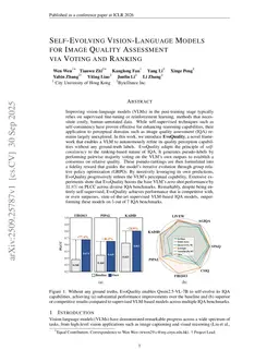 Self-Evolving Vision-Language Models for Image Quality Assessment via Voting and Ranking