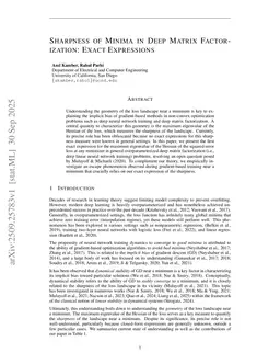 Sharpness of Minima in Deep Matrix Factorization: Exact Expressions