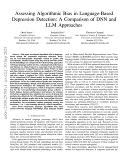 Assessing Algorithmic Bias in Language-Based Depression Detection: A Comparison of DNN and LLM Approaches