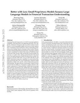 Better with Less: Small Proprietary Models Surpass Large Language Models in Financial Transaction Understanding