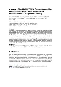 Overview of GeoLifeCLEF 2023: Species Composition Prediction with High Spatial Resolution at Continental Scale Using Remote Sensing