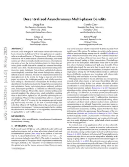 Decentralized Asynchronous Multi-player Bandits