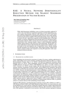 RAE: A Neural Network Dimensionality Reduction Method for Nearest Neighbors Preservation in Vector Search