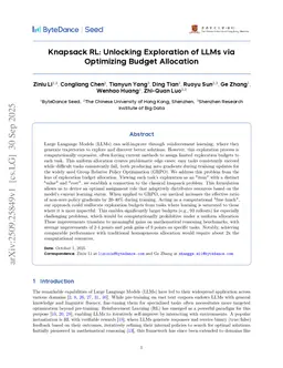 Knapsack RL: Unlocking Exploration of LLMs via Optimizing Budget Allocation