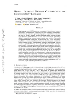 Mem-α: Learning Memory Construction via Reinforcement Learning