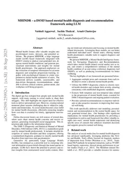 MHINDR - a DSM5 based mental health diagnosis and recommendation framework using LLM