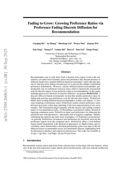 Fading to Grow: Growing Preference Ratios via Preference Fading Discrete Diffusion for Recommendation