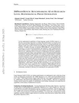 IMProofBench: Benchmarking AI on Research-Level Mathematical Proof Generation