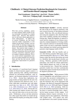 CliniBench: A Clinical Outcome Prediction Benchmark for Generative and Encoder-Based Language Models