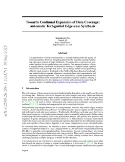 Towards Continual Expansion of Data Coverage: Automatic Text-guided Edge-case Synthesis