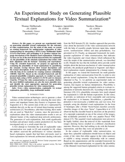 An Experimental Study on Generating Plausible Textual Explanations for Video Summarization