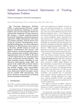 Hybrid Quantum-Classical Optimisation of Traveling Salesperson Problem