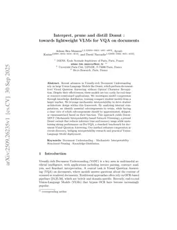 Interpret, prune and distill Donut : towards lightweight VLMs for VQA on document