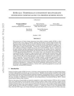 EnScale: Temporally-consistent multivariate generative downscaling via proper scoring rules