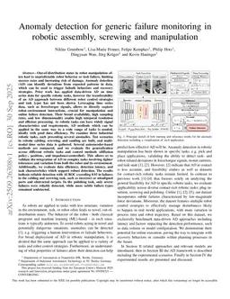 Anomaly detection for generic failure monitoring in robotic assembly, screwing and manipulation