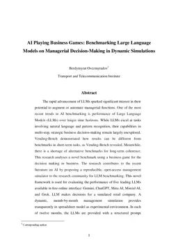 AI Playing Business Games: Benchmarking Large Language Models on Managerial Decision-Making in Dynamic Simulations