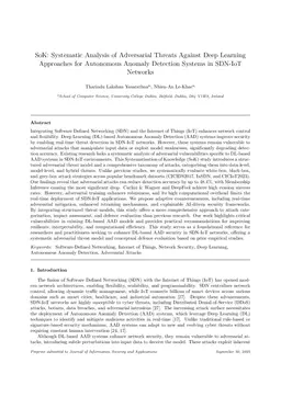 SoK: Systematic analysis of adversarial threats against deep learning approaches for autonomous anomaly detection systems in SDN-IoT networks