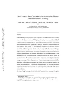 SDA-PLANNER: State-Dependency Aware Adaptive Planner for Embodied Task Planning