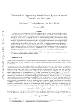 Vector-Valued Reproducing Kernel Banach Spaces for Neural Networks and Operators
