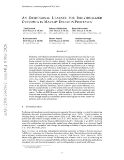 An Orthogonal Learner for Individualized Outcomes in Markov Decision Processes