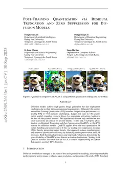 Post-Training Quantization via Residual Truncation and Zero Suppression for Diffusion Models