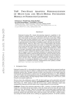 TAP: Two-Stage Adaptive Personalization of Multi-task and Multi-Modal Foundation Models in Federated Learning