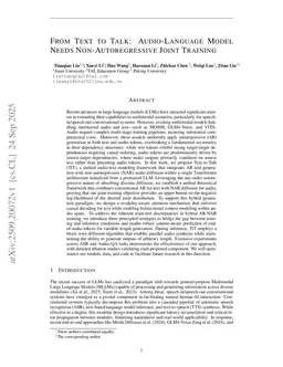 From Text to Talk: Audio-Language Model Needs Non-Autoregressive Joint Training