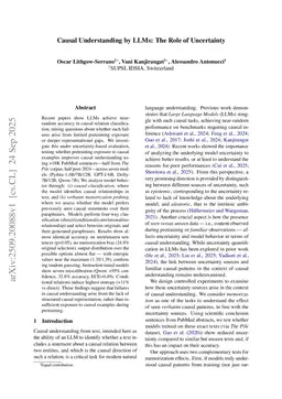 Causal Understanding by LLMs: The Role of Uncertainty