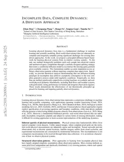 Incomplete Data, Complete Dynamics: A Diffusion Approach
