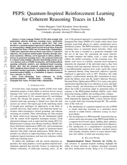 PEPS: Quantum-Inspired Reinforcement Learning for Coherent Reasoning Traces in LLMs