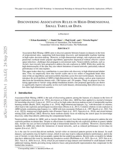 Discovering Association Rules in High-Dimensional Small Tabular Data