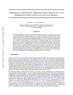 Probability Signature: Bridging Data Semantics and Embedding Structure in Language Models