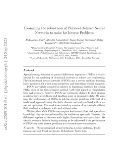 Examining the robustness of Physics-Informed Neural Networks to noise for Inverse Problems