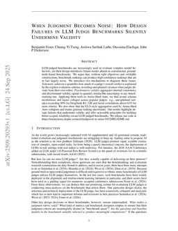 When Judgment Becomes Noise: How Design Failures in LLM Judge Benchmarks Silently Undermine Validity