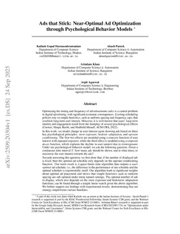 Ads that Stick: Near-Optimal Ad Optimization through Psychological Behavior Models