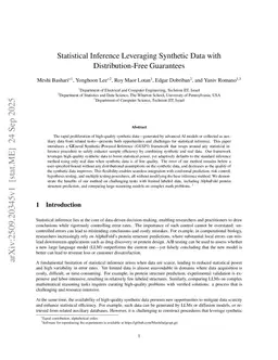 Statistical Inference Leveraging Synthetic Data with Distribution-Free Guarantees