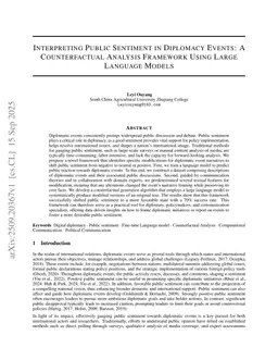 Interpreting Public Sentiment in Diplomacy Events: A Counterfactual Analysis Framework Using Large Language Models
